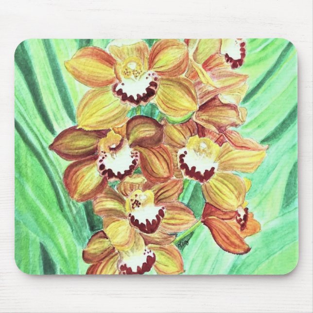 Mouse Pad - Orange & Yellow Orchids (Front)