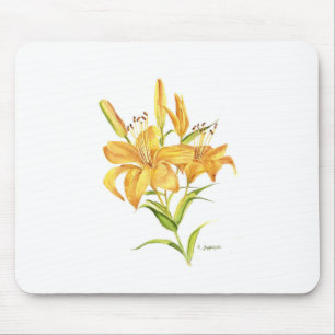 mouse pad tiger lily watercolor