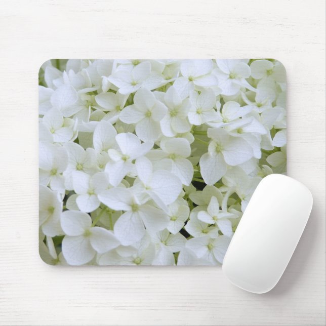 Mouse Pad - White Hydrangeas (With Mouse)