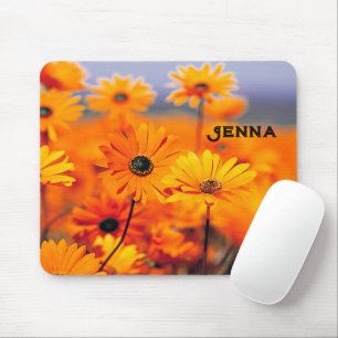 Mouse Pad with Gold Colored Daisies