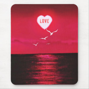 Mouse Pad with Sea Sunset Love - Romantic