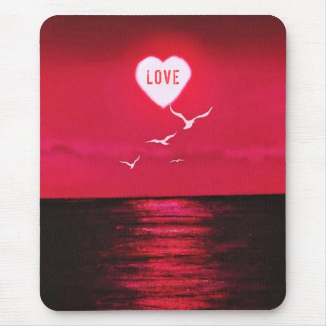 Mouse Pad with Sea Sunset Love - Romantic (Front)