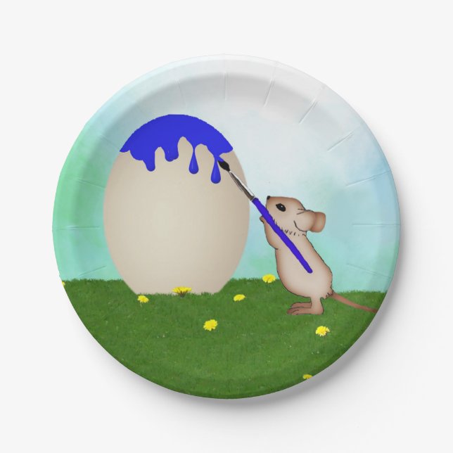 Mouse Painting An Easter Egg Paper Plates (Front)
