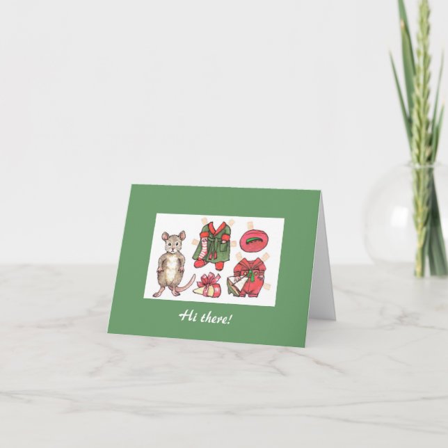 Mouse paper doll Christmas card (Front)