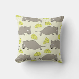 mouse pattern with cheese throw pillow