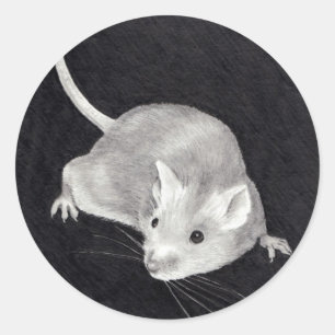 MOUSE: PENCIL REALISM ART CLASSIC ROUND STICKER
