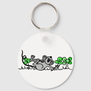 Mouse Playing In Shamrocks Keychain