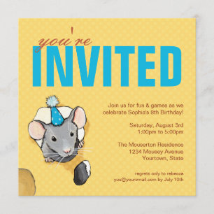 Mouse & Polka Dots Birthday Party Invitations