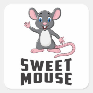 Mouse Rat Animal Cheese Love Pet Cute Funny Gift Square Sticker