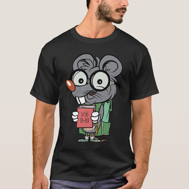 mouse rat reading book T-Shirt (Front)
