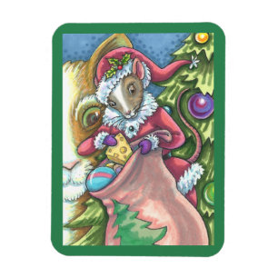 MOUSE SANTA BRINGS GOOD CATS CHRISTMAS GIFTS, Cute Magnet