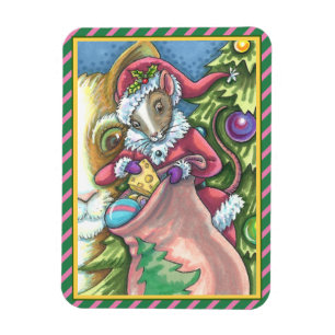 MOUSE SANTA BRINGS GOOD CATS CHRISTMAS GIFTS, Cute Magnet