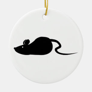 Mouse Silhouette Ceramic Ornament