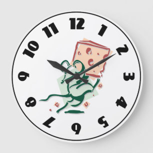 Mouse Stealing Cheese Funny Cute Rodent Large Clock