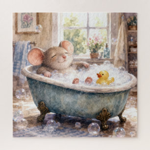Mouse Taking a Bubble Bath Jigsaw Puzzle