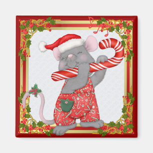Mouse Tunes Santa Magnet