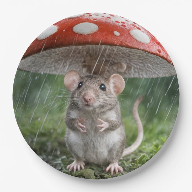 Mouse Under a Mushroom Paper Plate (Front)