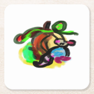 Mouse wait autumn pumpkin square paper coaster