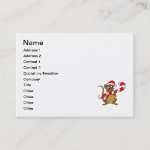 Mouse with a Christmas candy cane Business Card