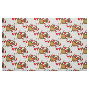 Mouse with a Christmas candy cane Fabric