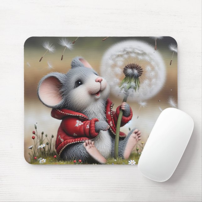 Mouse With a Dandelion Mouse Pad (With Mouse)