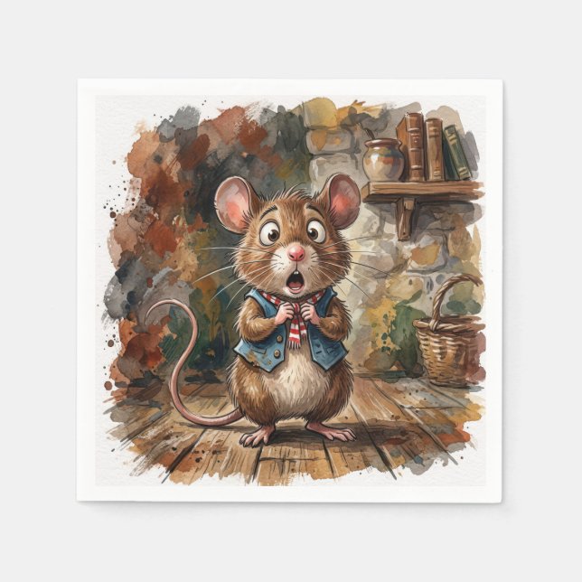 Mouse with a Surprised Look  Napkin (Front)