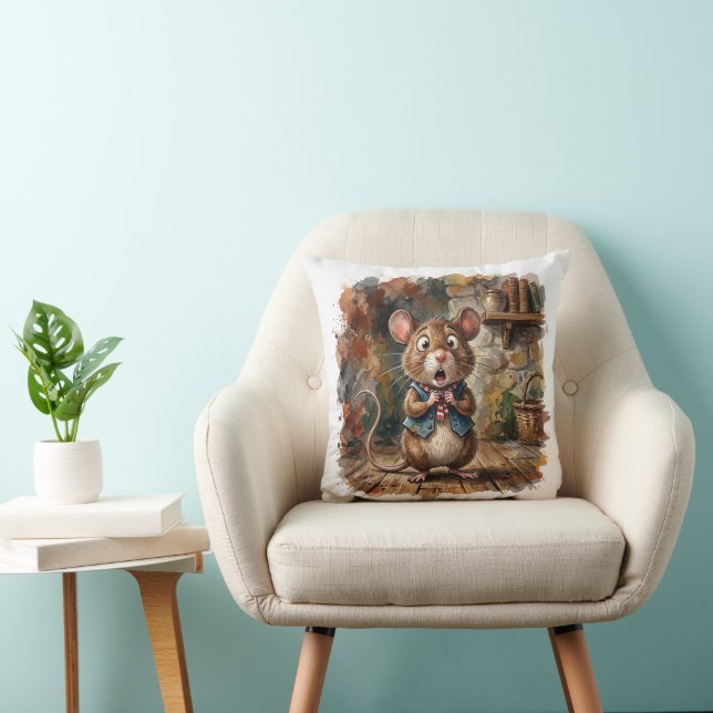 Mouse with a Surprised Look  Throw Pillow (Chair)