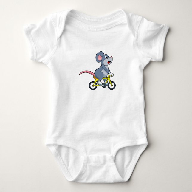 Mouse with Bicycle Baby Bodysuit (Front)