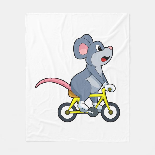 Mouse with Bicycle Fleece Blanket (Front)