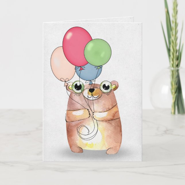 mouse with birthday balloon bouquet card (Front)