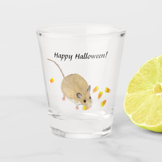Mouse with Candy Corns Shot Glass (Front)