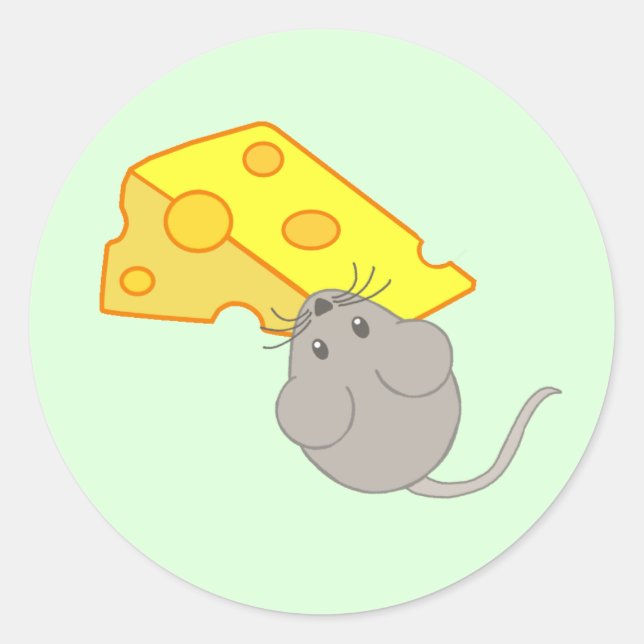 Mouse with Cheese Classic Round Sticker (Front)