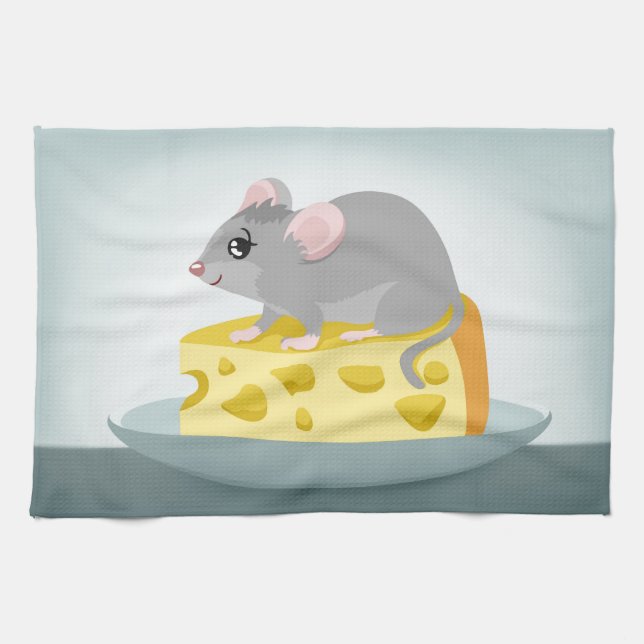 Mouse with cheese kitchen towel (Horizontal)