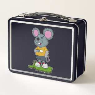 Mouse with Coffee cup Metal Lunch Box