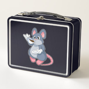 Mouse with Coffee Cup Metal Lunch Box