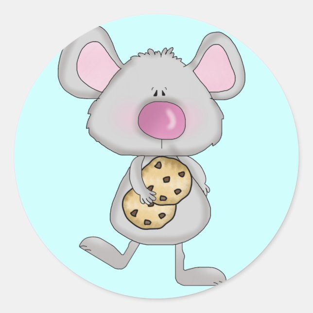 Mouse with Cookies Tshirts and Gifts Classic Round Sticker (Front)
