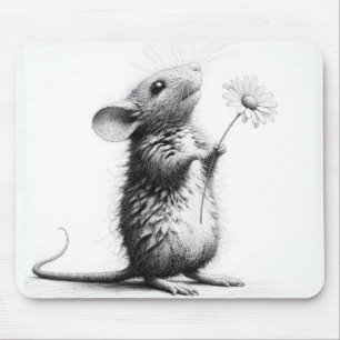Mouse With Daisy Sketch Pad