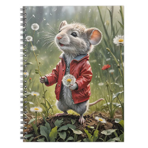 Mouse With Fluffy Dandelions Notebook