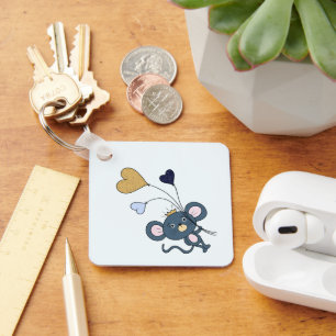 Mouse with party balloons keychain
