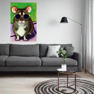 Mouse with sunglasses   AI Art Poster