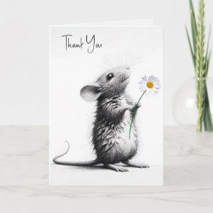 Mouse With White Daisy Card