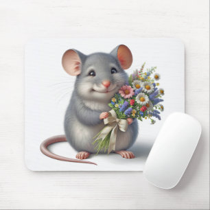 Mouse With Wildflower Bouquet Pad