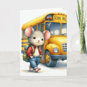 Mouse With Yellow School Bus Card