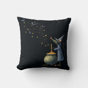 Mouse Wizard Pillow with Pattern Back