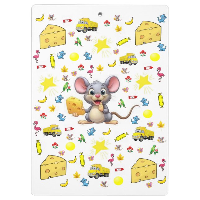 Mouse Yellow Cheese Trucks Cats Star Clipboard  (Back)