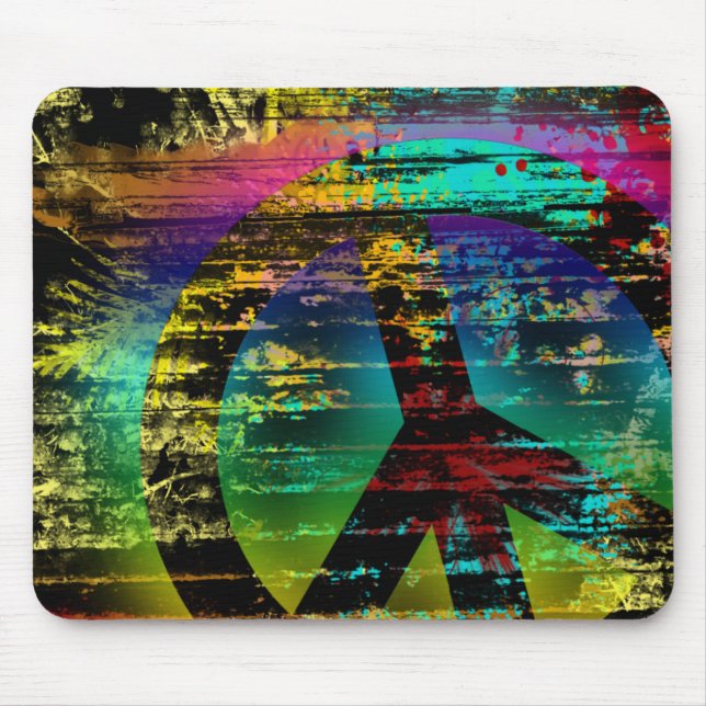Mousemat Abstract Digital Graffiti Rainbow Peace Mouse Pad (Front)