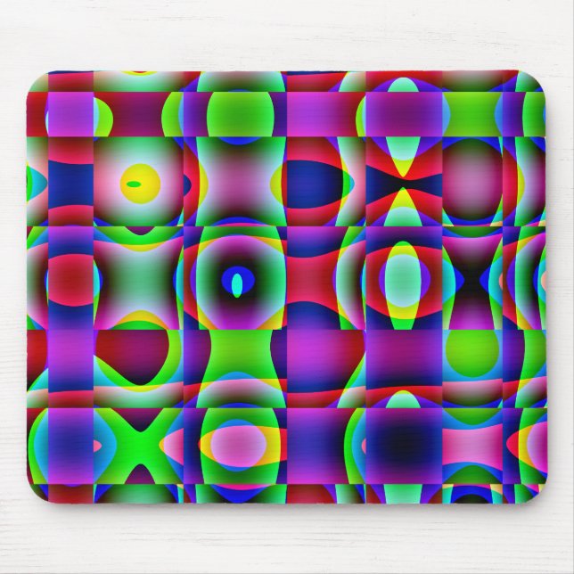 Mousemat Abstract Trippy Squares, Psychedelic Mouse Pad (Front)