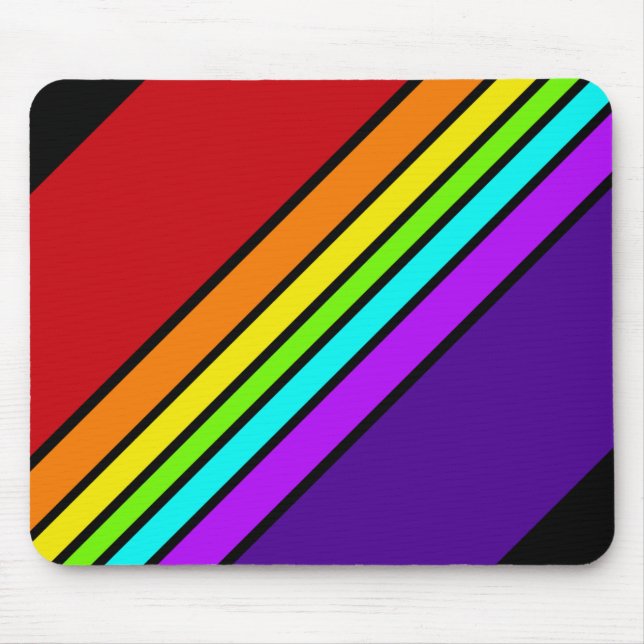 Mousemat Rainbow Stripes Diagonal Optical Fun Mouse Pad (Front)