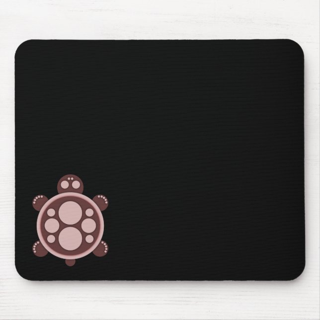 Mousemat, round turtle, brown pinkish tan, black mouse pad (Front)