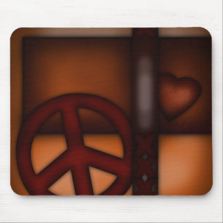 Mousemat, Rustic Heart and Peace Sign Mouse Pad
